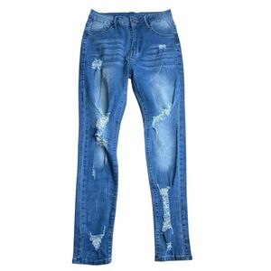 KUNMI Women’s Distressed Ripped Denim Jeans – Size‎ 8
